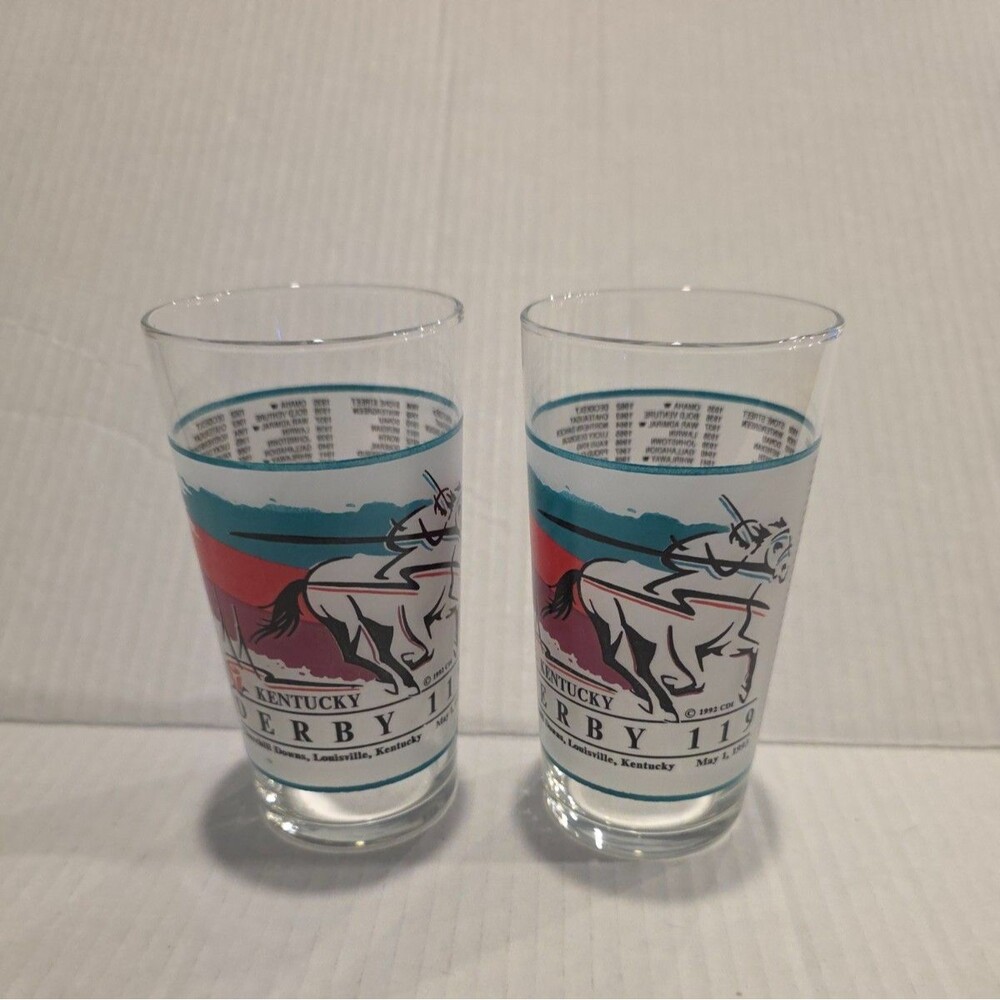 1993 Kentucky Derby 119 Churchill Downs Julep Glasses Set of 2